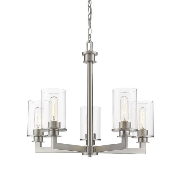 Z-Lite Savannah 5 Light Chandelier, Brushed Nickel & Clear 462-5BN